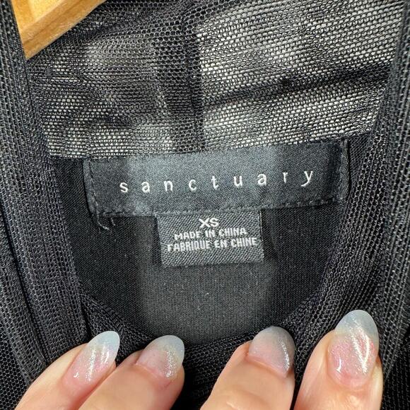 Sanctuary Women XS Black Midnite Hour Mesh Long Sleeve Dark Romantic Vampire Top - Picture 4 of 7